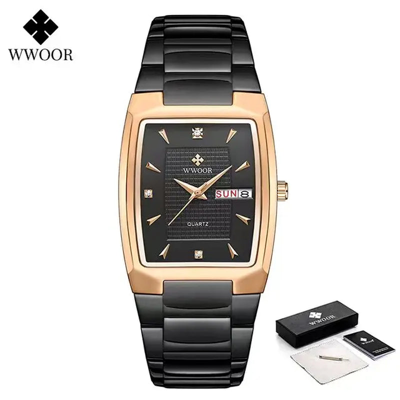 Men'S Wristwatch 2024 WWOOR Brand Luxury Quartz Watch Waterproof Business Male Date Clock Casual Fashion Black Relogio Masculino