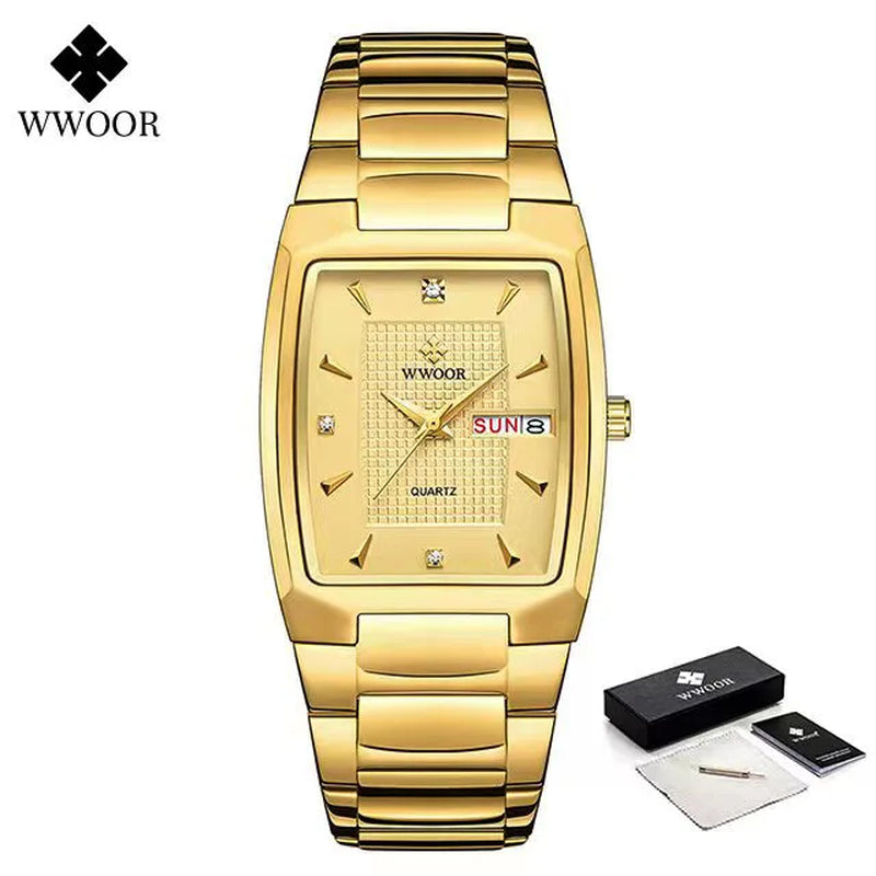 Men'S Wristwatch 2024 WWOOR Brand Luxury Quartz Watch Waterproof Business Male Date Clock Casual Fashion Black Relogio Masculino