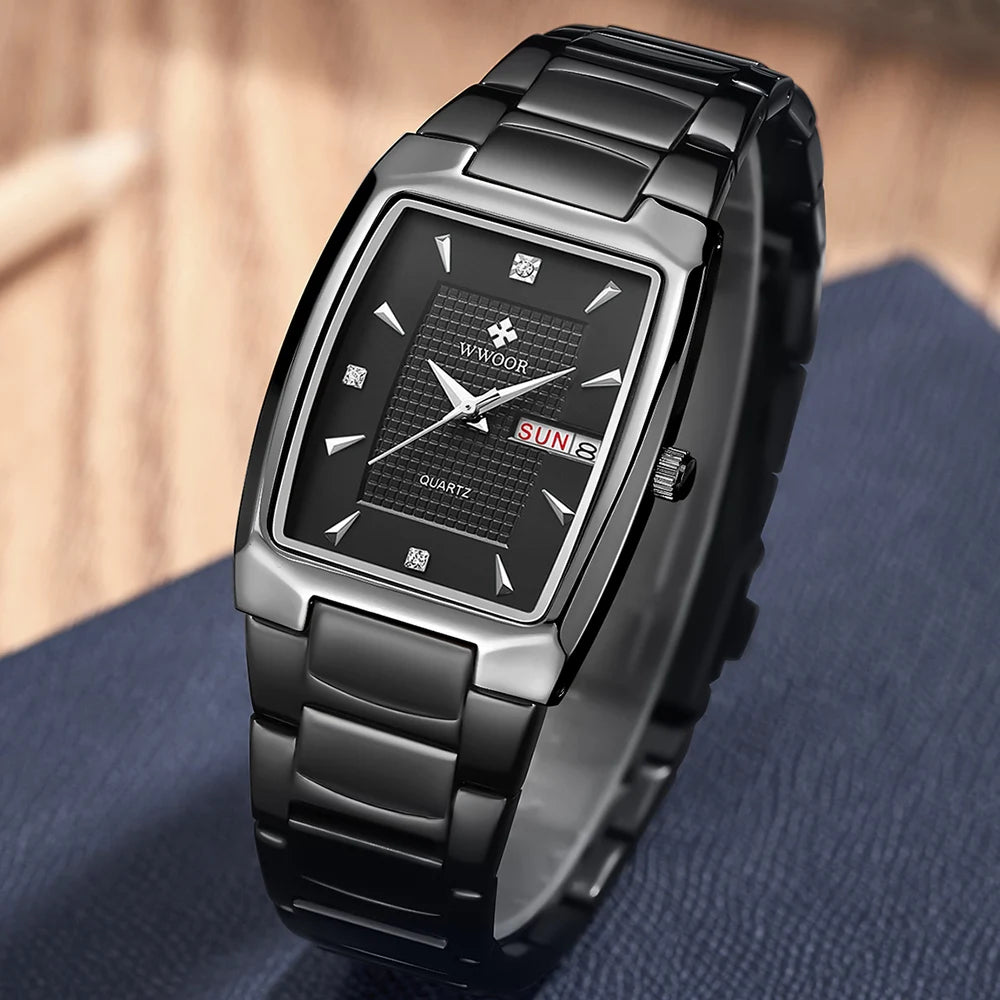 Men'S Wristwatch 2024 WWOOR Brand Luxury Quartz Watch Waterproof Business Male Date Clock Casual Fashion Black Relogio Masculino