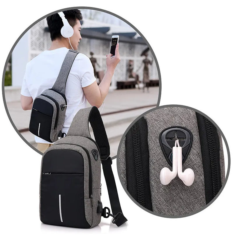 Small Usb Charge Shoulder Bag Men Messenger Bags Male Waterproof Sling Chest Bag Boy Travel Bagpack Men Cross Body Bags