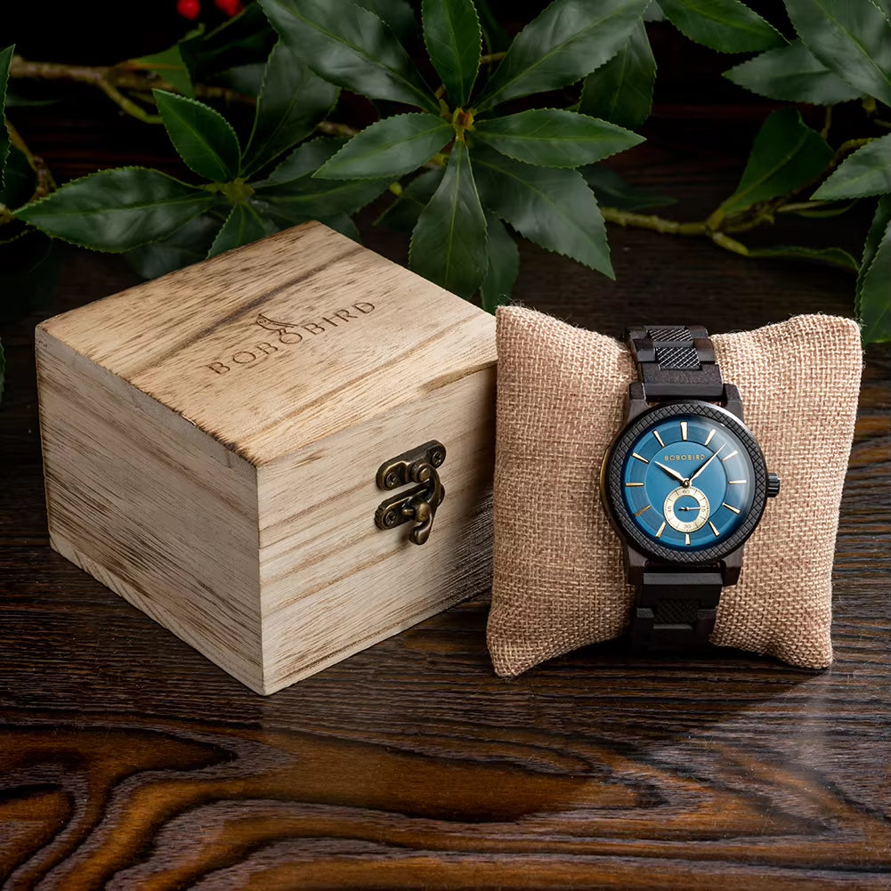 Wood Watch Men Luxury Stylish Quartz Watches Engraved Wooden Timepieces Chronograph Wristwatch Male Clock Custom Gift