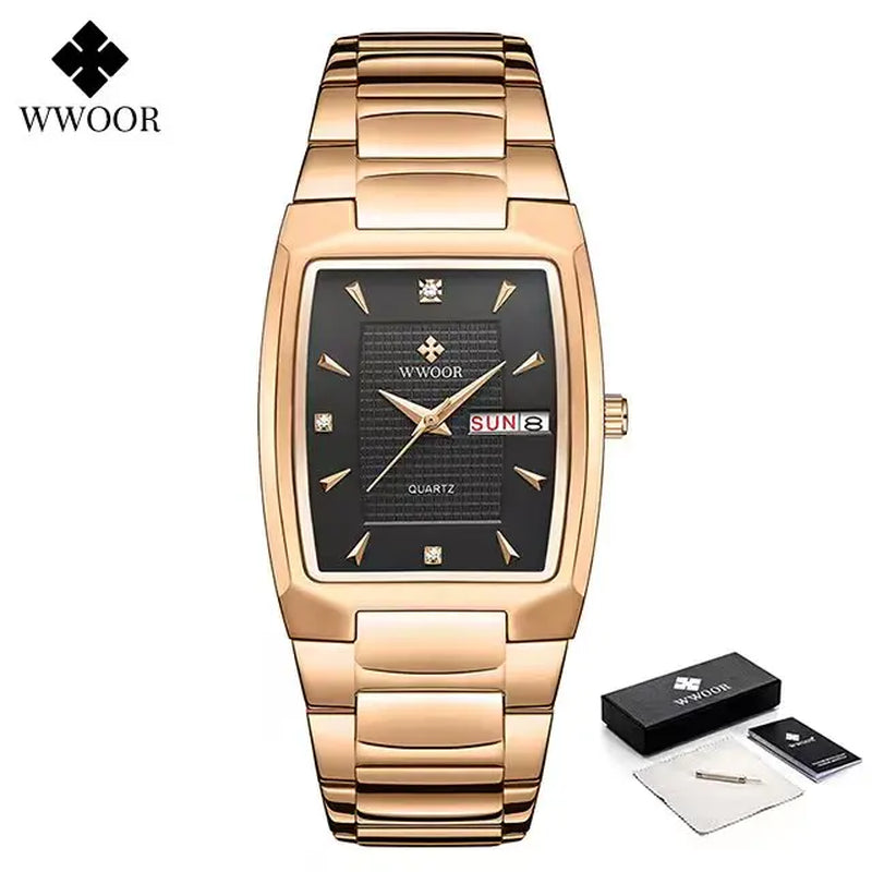 Men'S Wristwatch 2024 WWOOR Brand Luxury Quartz Watch Waterproof Business Male Date Clock Casual Fashion Black Relogio Masculino