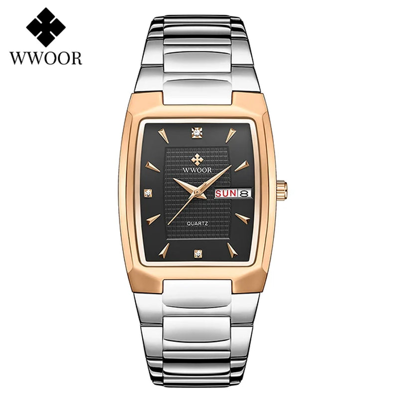 Men'S Wristwatch 2024 WWOOR Brand Luxury Quartz Watch Waterproof Business Male Date Clock Casual Fashion Black Relogio Masculino