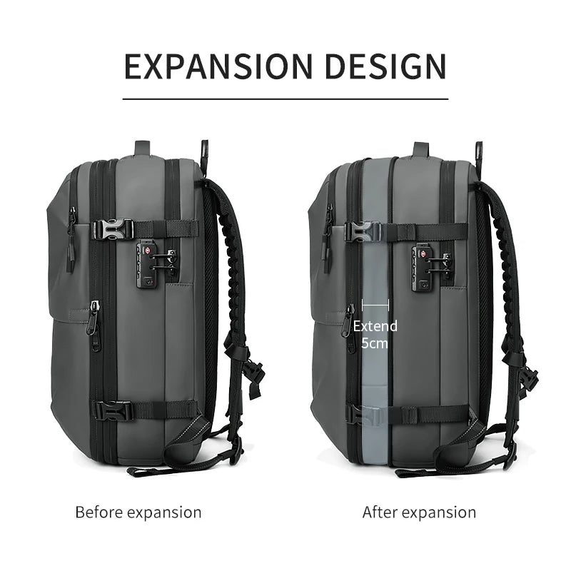 Men Travel Backpack Vacuum Compression 17 Inch Laptop Backpack Business Large Capacity School Backpack Expanded Hiking Backpack