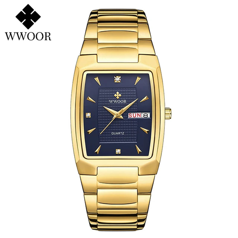 Men'S Wristwatch 2024 WWOOR Brand Luxury Quartz Watch Waterproof Business Male Date Clock Casual Fashion Black Relogio Masculino