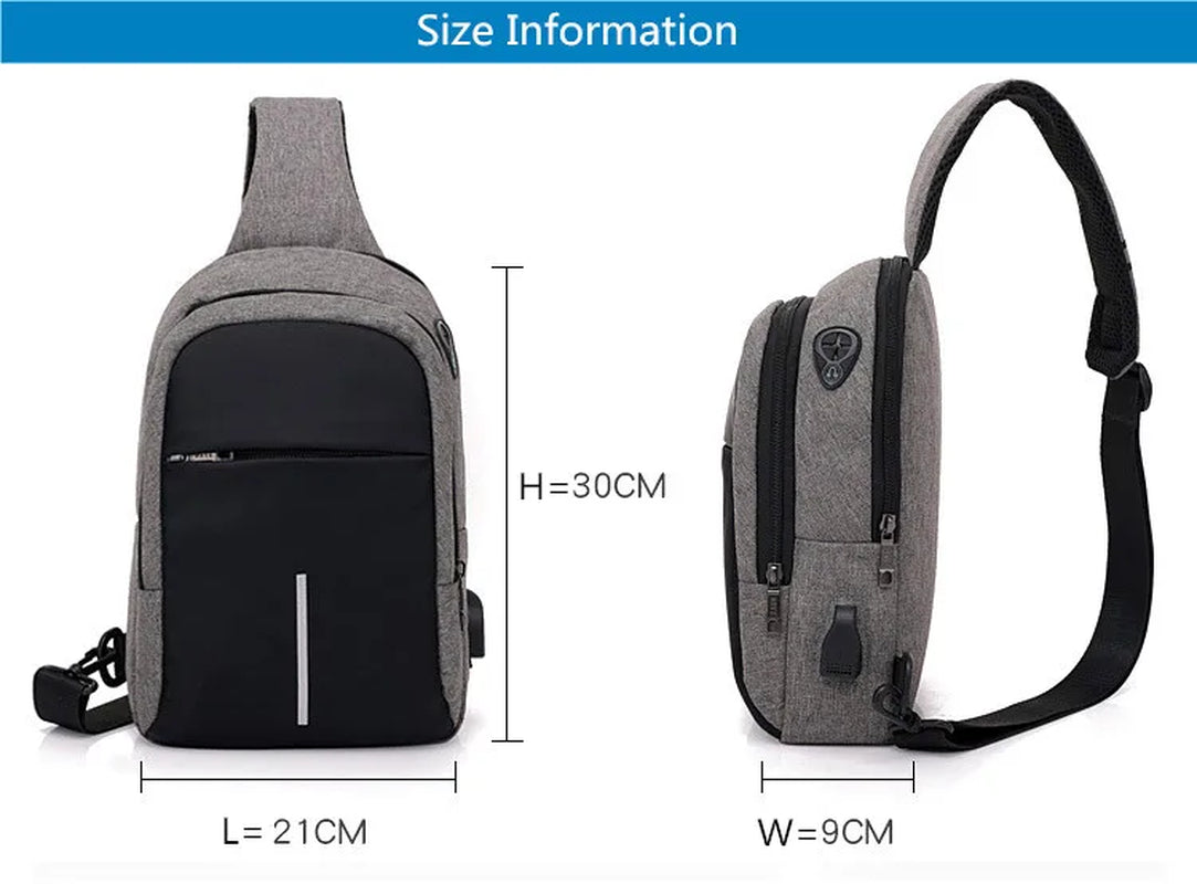 Small Usb Charge Shoulder Bag Men Messenger Bags Male Waterproof Sling Chest Bag Boy Travel Bagpack Men Cross Body Bags