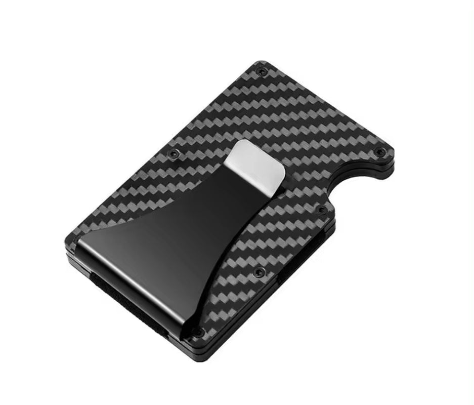 Slim Wallet for Men - Front Pocket RFID Blocking Minimalist Wallet for Men - Metal Wallet with Money Clip for Men (Carbon Fiber)