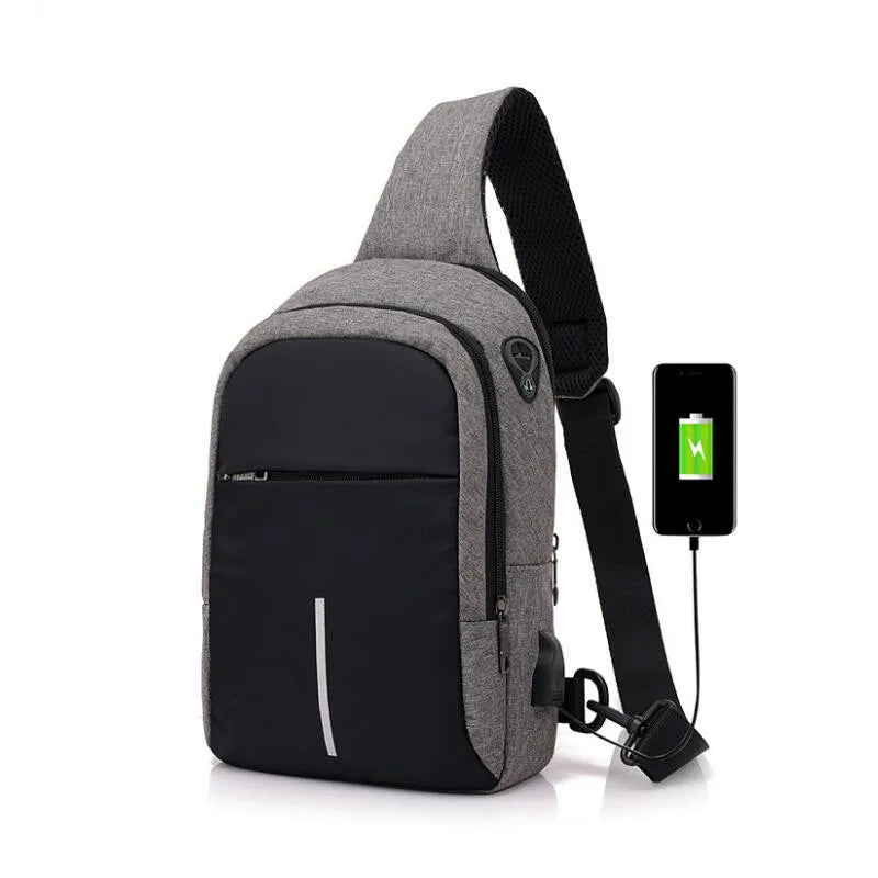 Small Usb Charge Shoulder Bag Men Messenger Bags Male Waterproof Sling Chest Bag Boy Travel Bagpack Men Cross Body Bags