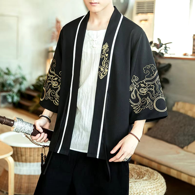 Japanese Kimono Traditional Yukata Kimono Cardigan Men Beach Thin Asian Clothes Japan Kimonos Male Fashion Casual Cardigan Shirt