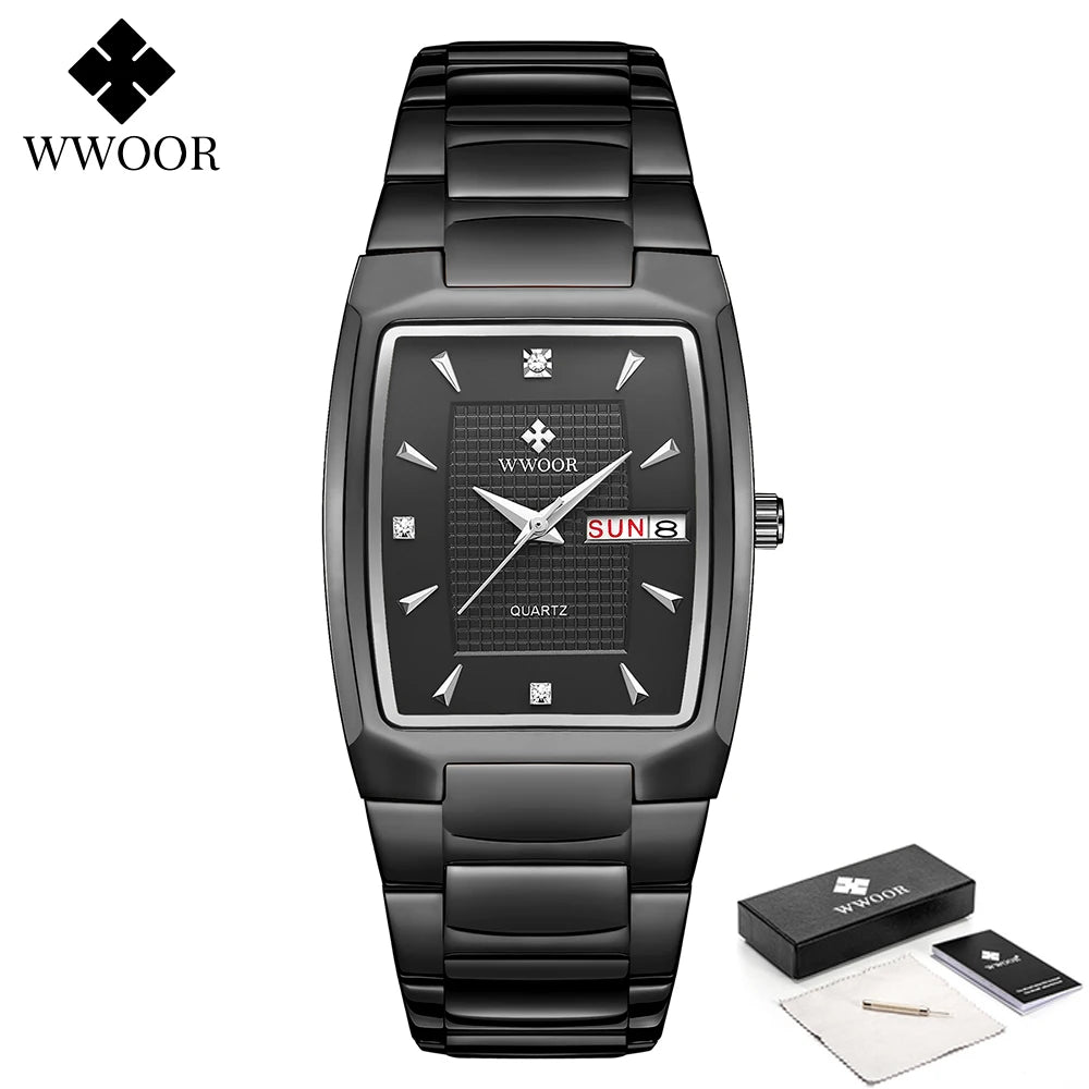 Men'S Wristwatch 2024 WWOOR Brand Luxury Quartz Watch Waterproof Business Male Date Clock Casual Fashion Black Relogio Masculino