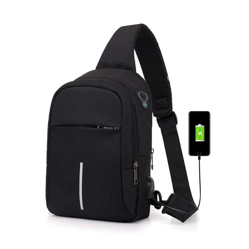 Small Usb Charge Shoulder Bag Men Messenger Bags Male Waterproof Sling Chest Bag Boy Travel Bagpack Men Cross Body Bags