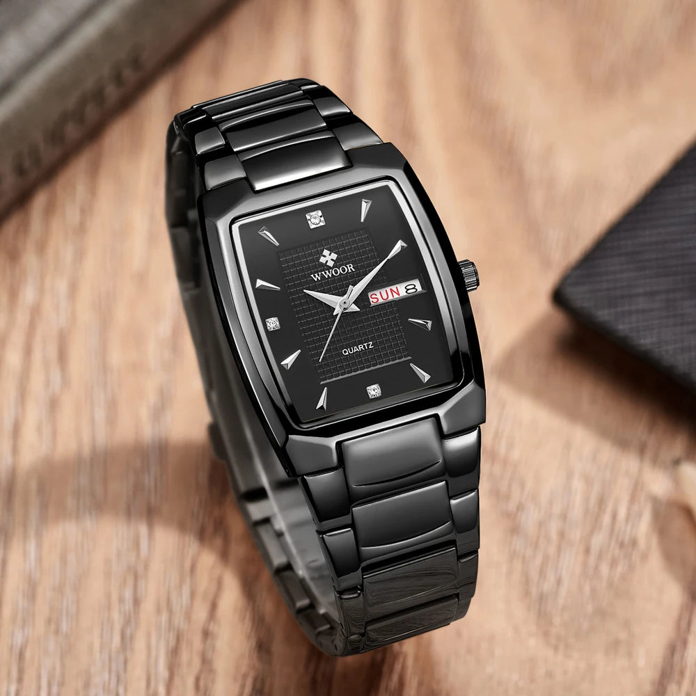 Men'S Wristwatch 2024 WWOOR Brand Luxury Quartz Watch Waterproof Business Male Date Clock Casual Fashion Black Relogio Masculino