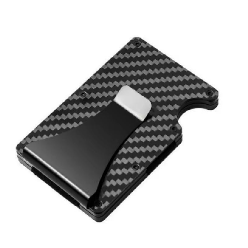 Slim Wallet for Men - Front Pocket RFID Blocking Minimalist Wallet for Men - Metal Wallet with Money Clip for Men (Carbon Fiber)