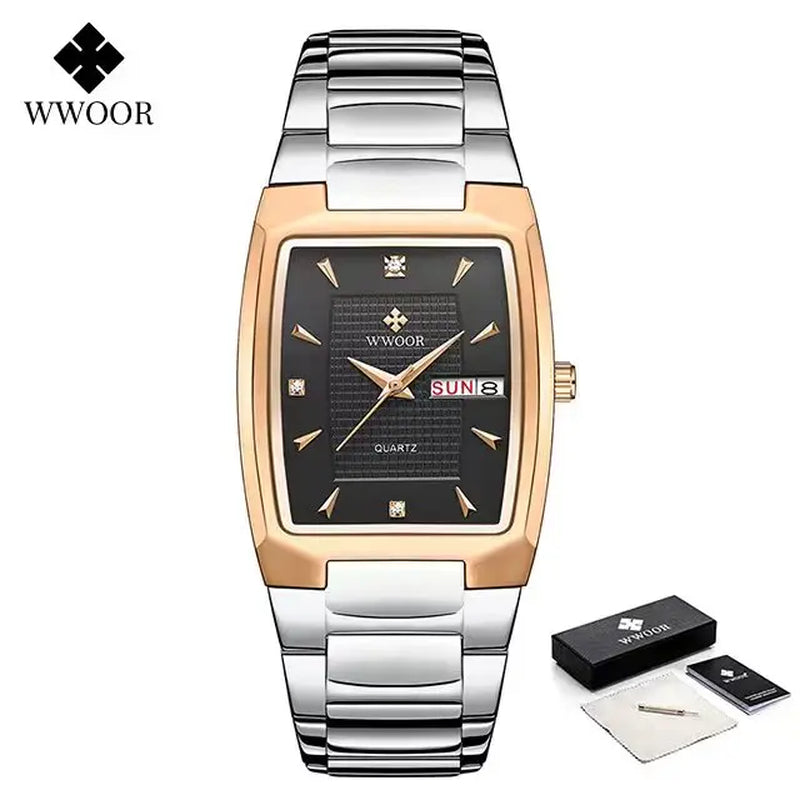 Men'S Wristwatch 2024 WWOOR Brand Luxury Quartz Watch Waterproof Business Male Date Clock Casual Fashion Black Relogio Masculino