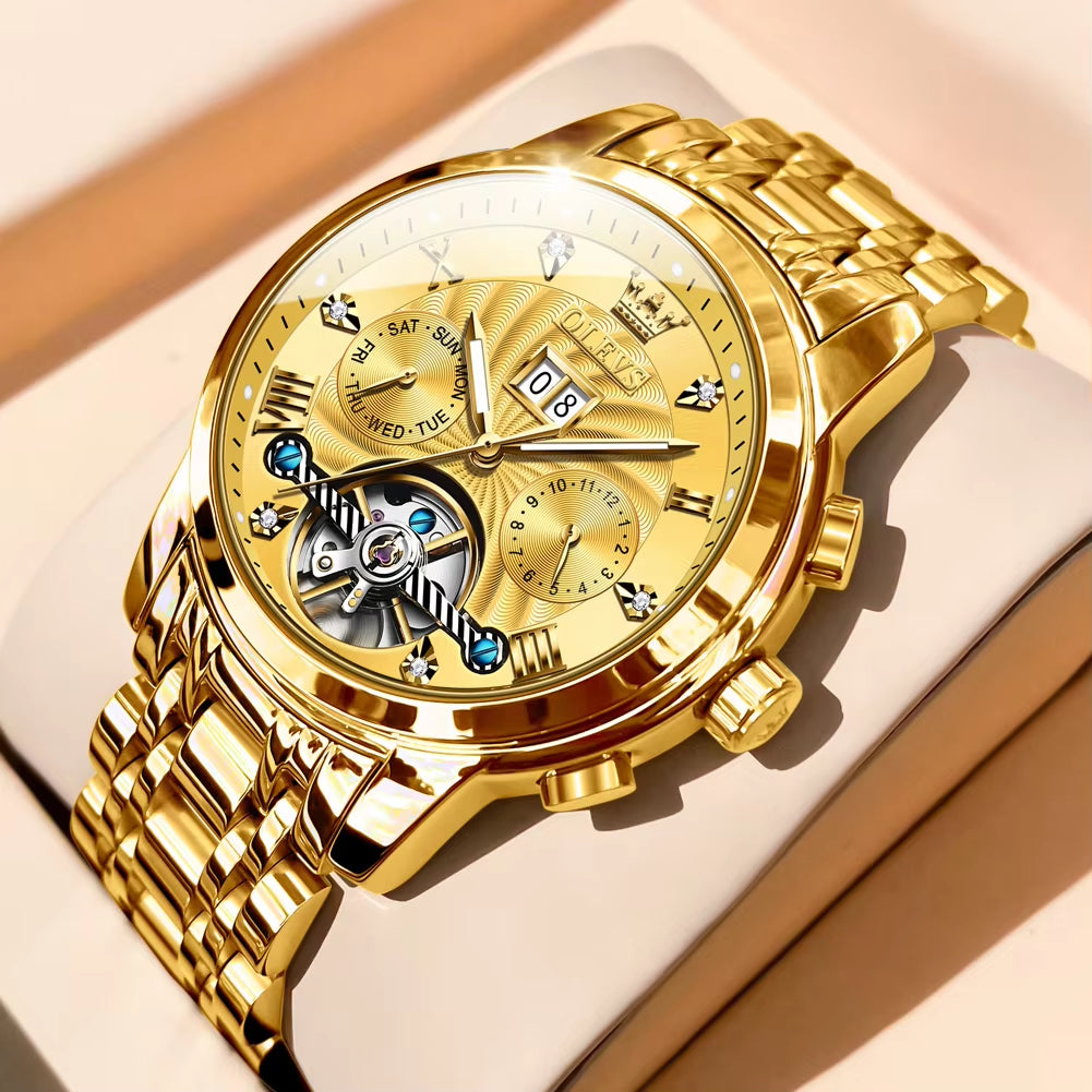 Luxury Watches for Men Automatic Watch Waterproof Stainless Steel Mechanical Watches Gift Box Luminous Male Wristwatch