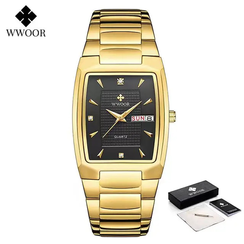 Men'S Wristwatch 2024 WWOOR Brand Luxury Quartz Watch Waterproof Business Male Date Clock Casual Fashion Black Relogio Masculino