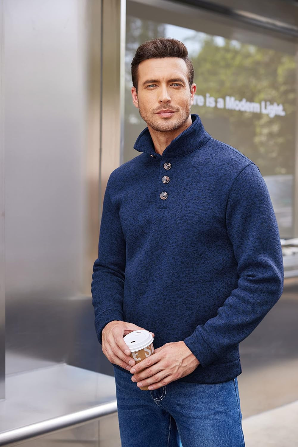 Men'S Casual Slim Fit Pullover Sweater Knitted Thermal Sweatshirt