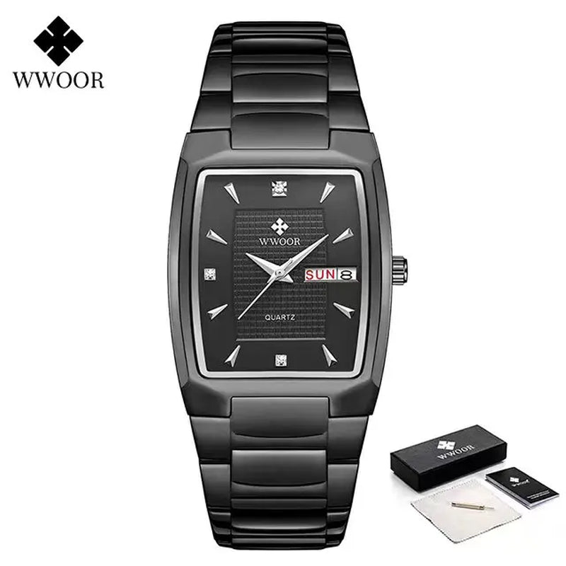 Men'S Wristwatch 2024 WWOOR Brand Luxury Quartz Watch Waterproof Business Male Date Clock Casual Fashion Black Relogio Masculino