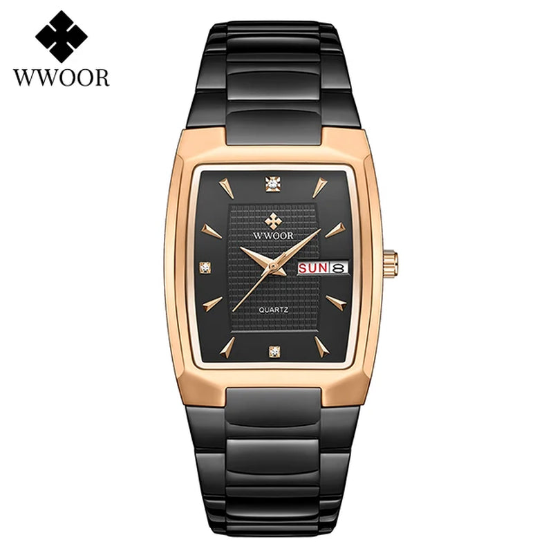 Men'S Wristwatch 2024 WWOOR Brand Luxury Quartz Watch Waterproof Business Male Date Clock Casual Fashion Black Relogio Masculino